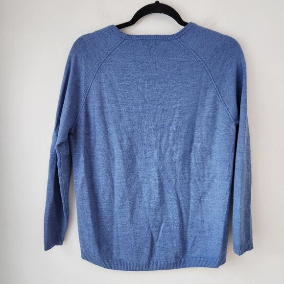 Lord & Taylor Extra Fine Merino Wool Pullover Sweater Blue Knit Women's S - Picture 2 of 6